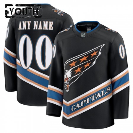Washington Capitals Dresy Personalizované Fanatics Premium 2024-25 Černá Třetí - Dětské Washington Capitals Dresy Personalizované Fanatics Premium 2024-25 Černá Třetí - Dětské